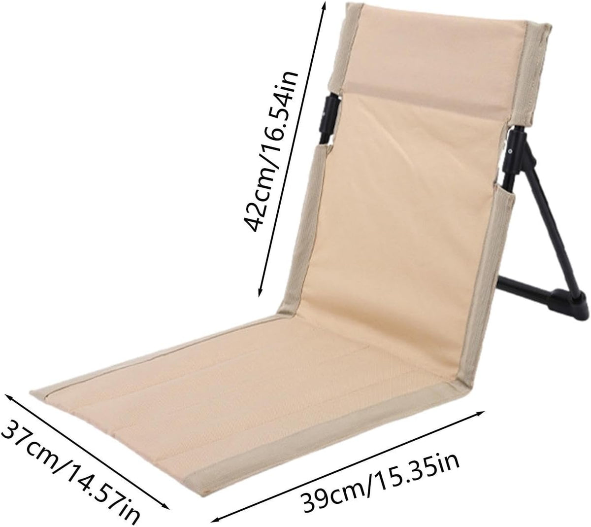 White Folding Beach Lounge Chair with Adjustable Backrest & Storage Bag J7215