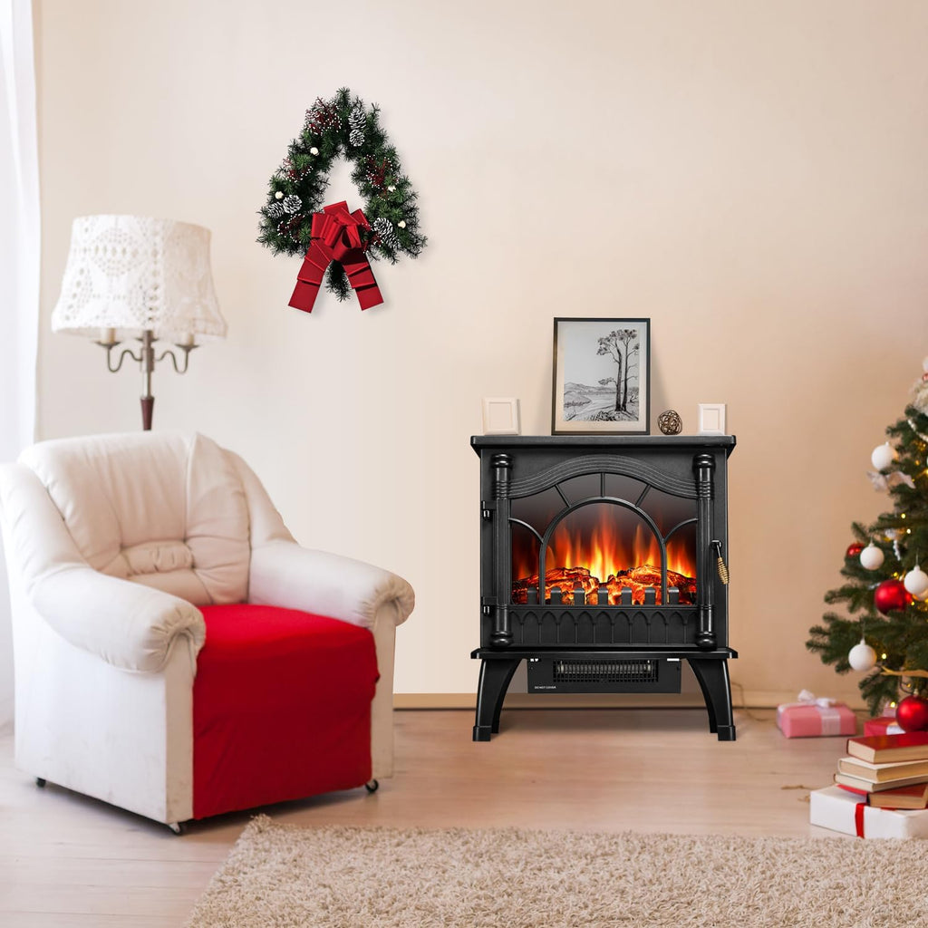 20" Freestanding Electric Fireplace Heater with 3D Flame Effects H1749