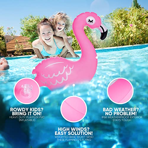 Solar Flamingo Floating Pool Lights Pink Inflatable Solar Powered IP68 Waterproof (2Pack) Q1570