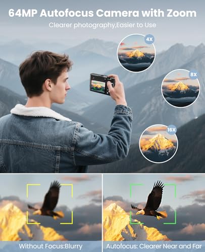 64MP Dual-Lens Digital Camera with Autofocus Anti-Shake 16X Zoom J948
