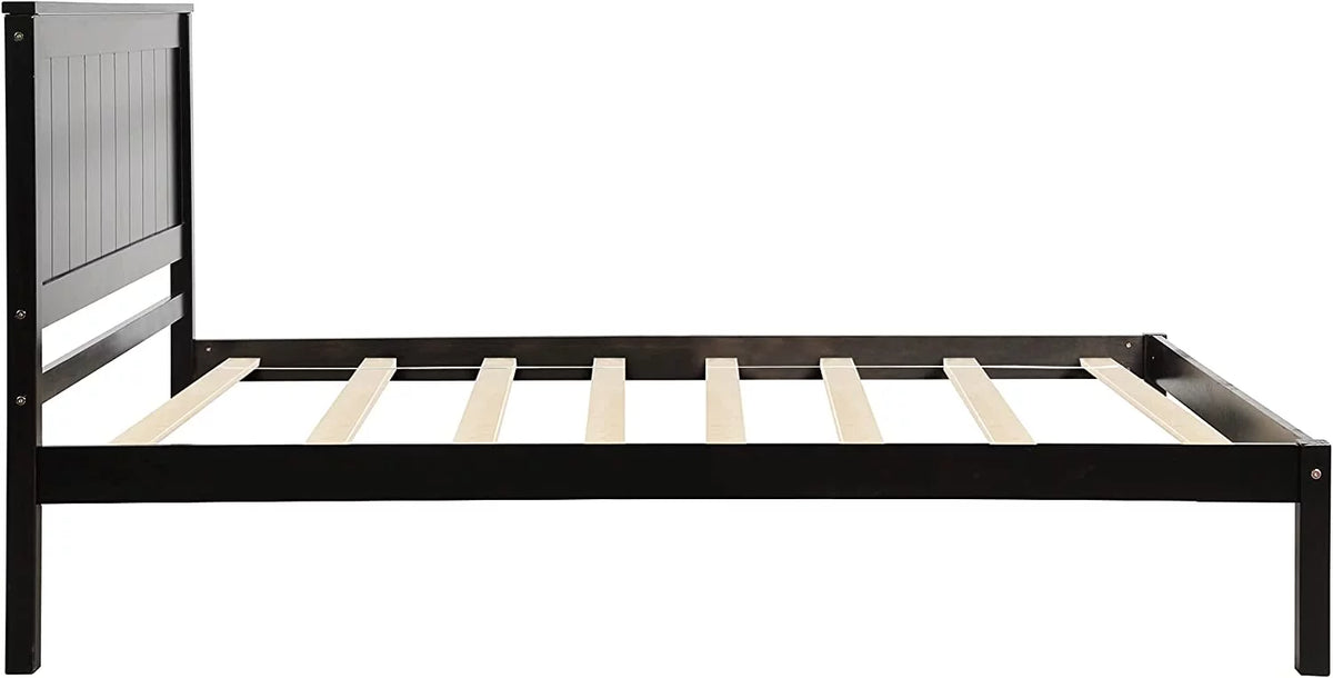 Full Size Solid Wood Platform Bed Frame with Headboard, Espresso U93270