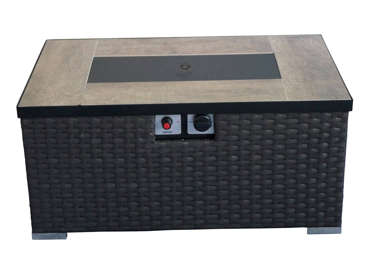 Dark Brown Woven Fire Pit Table O20758