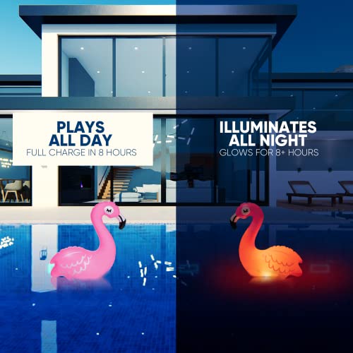 Solar Flamingo Floating Pool Lights Pink Inflatable Solar Powered IP68 Waterproof (2Pack) Q1570