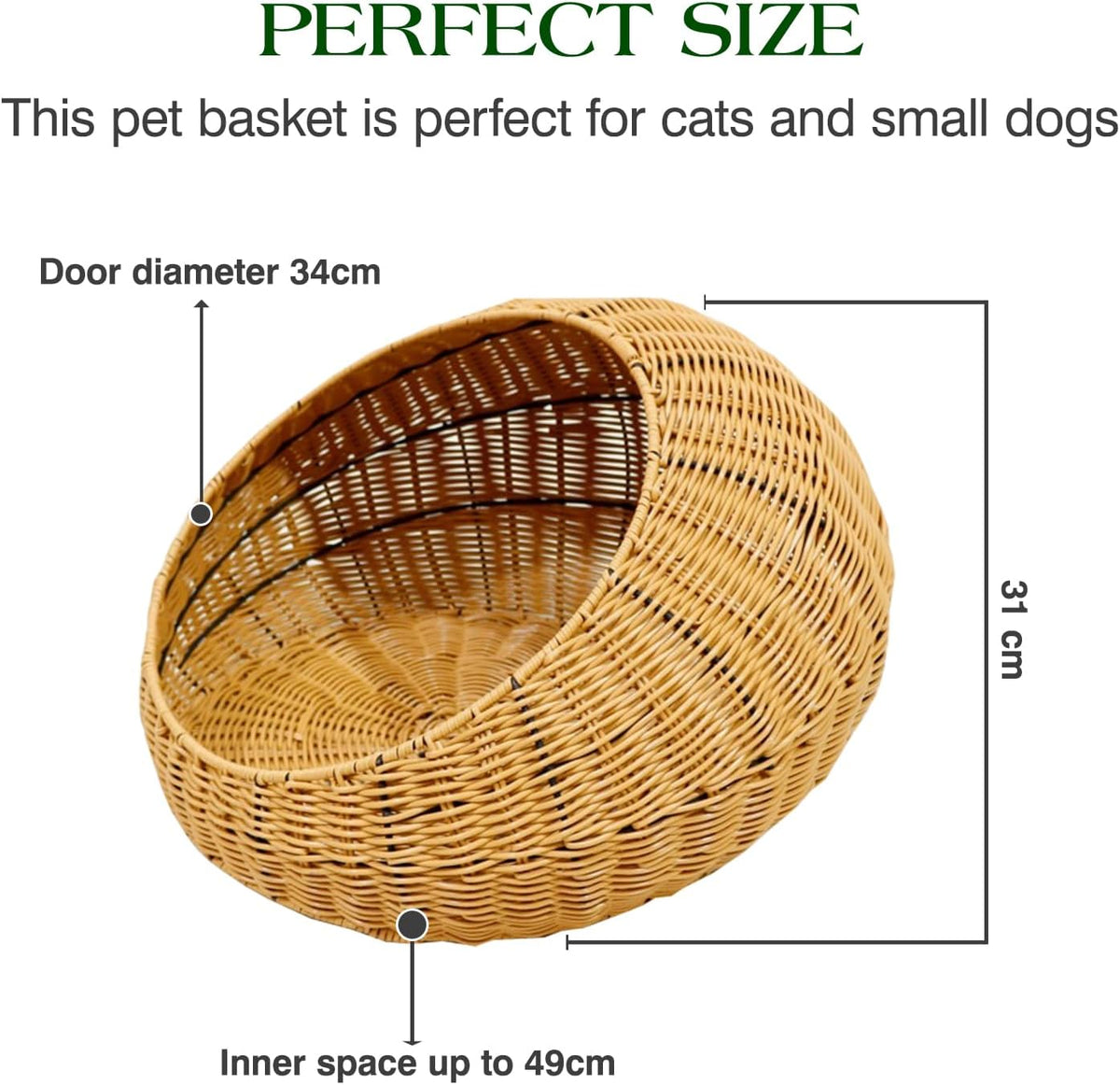 Poly Rattan Pet Bed Basket with Removable Washable Cushion F988465