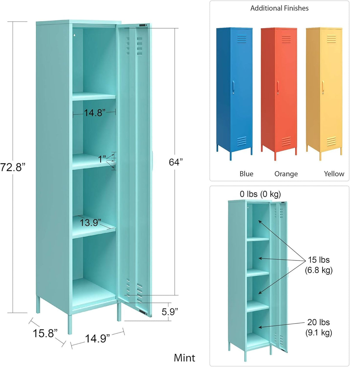 Orange Single Metal Locker Storage Cabinet T644