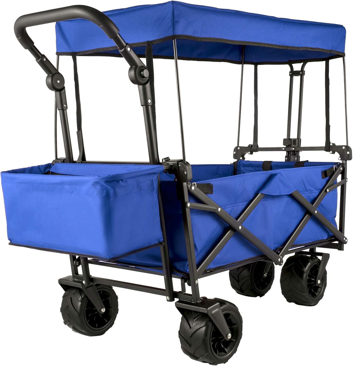 Extra Large Collapsible Garden Cart with Removable Canopy, Black L20524