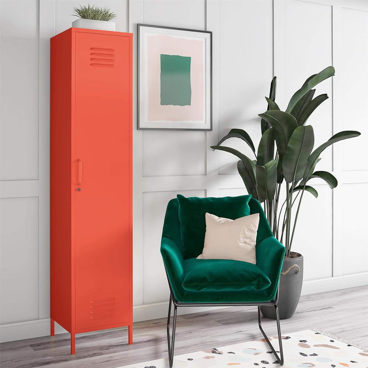 Orange Single Metal Locker Storage Cabinet T644