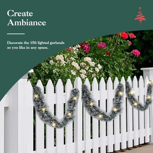 15FT Lighted Artificial Christmas Garland with Lights 2 Pack E80251