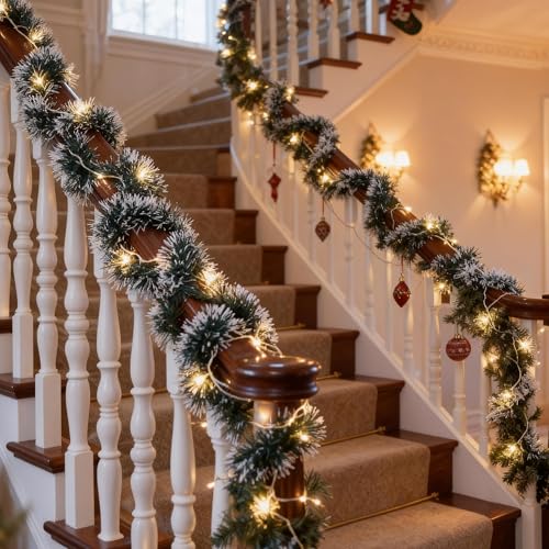 15FT Lighted Artificial Christmas Garland with Lights 2 Pack E80251