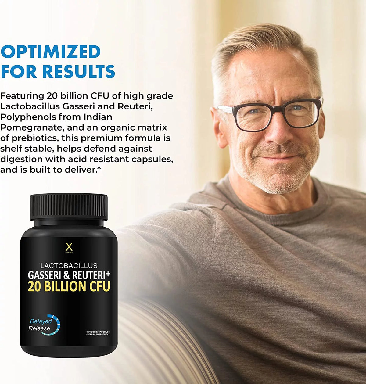 Probiotic Supplement with Lactobacillus Gasseri & Reuteri, 20 Billion CFU, Delayed Release Capsules N501