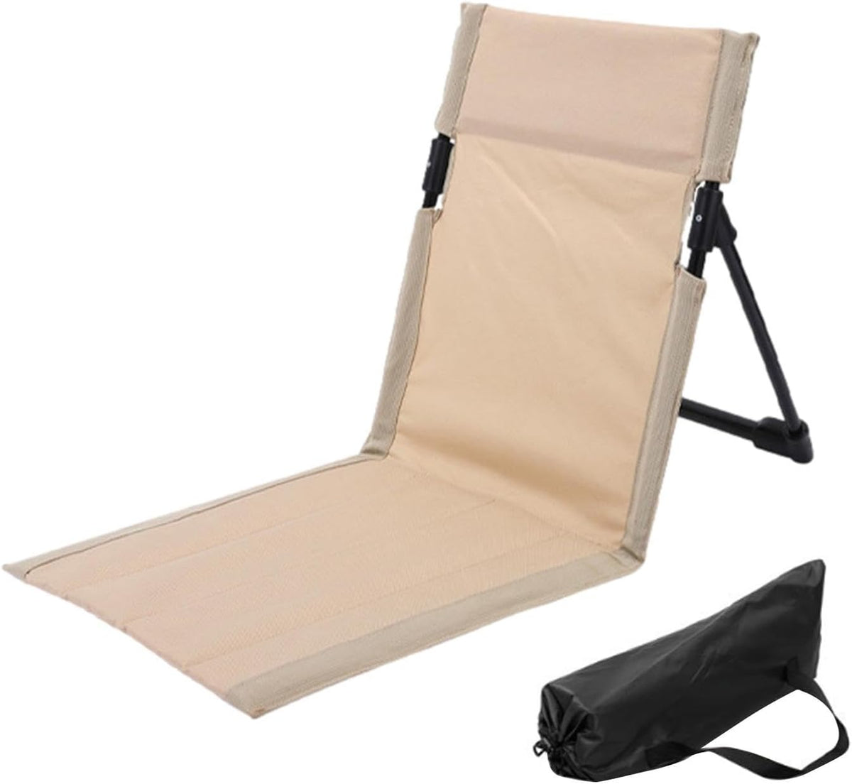White Folding Beach Lounge Chair with Adjustable Backrest & Storage Bag J7215