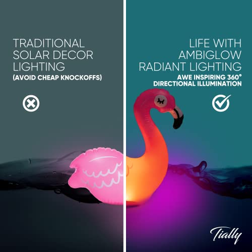 Solar Flamingo Floating Pool Lights Pink Inflatable Solar Powered IP68 Waterproof (2Pack) Q1570