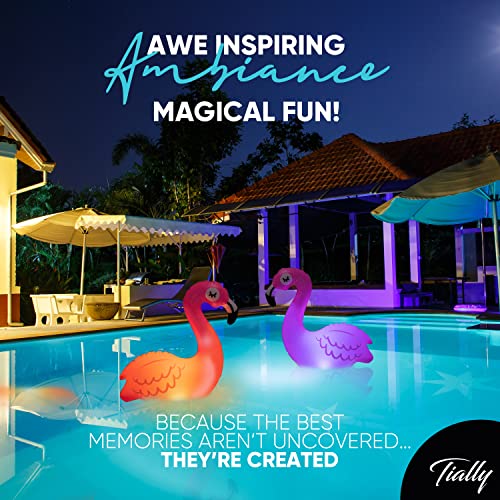 Solar Flamingo Floating Pool Lights Pink Inflatable Solar Powered IP68 Waterproof (2Pack) Q1570