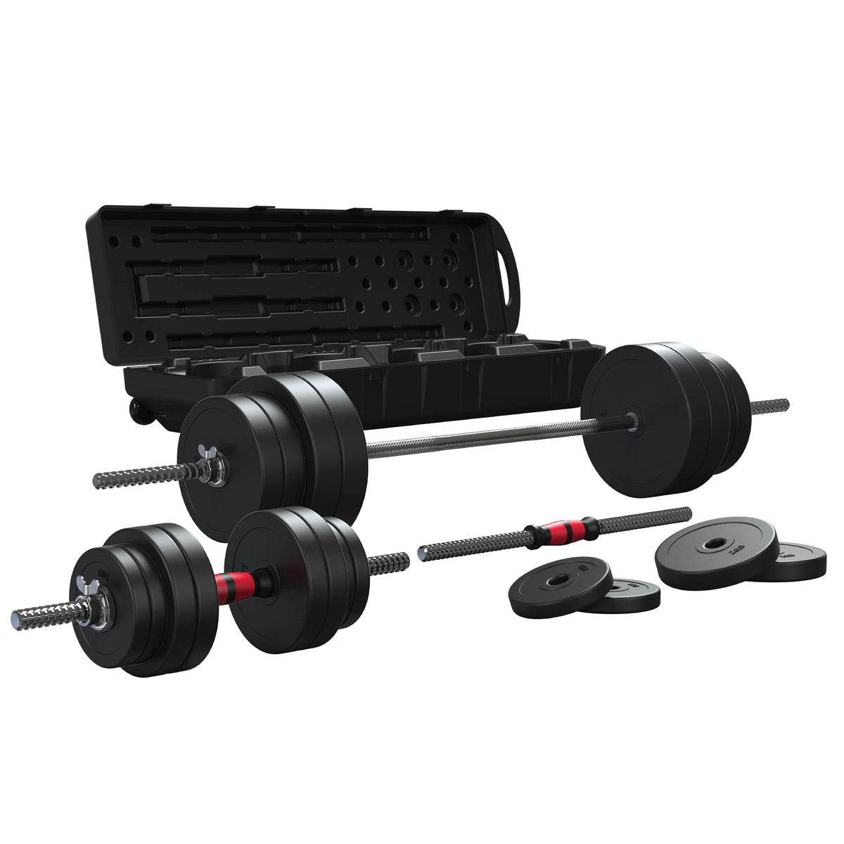 2-in-1 Adjustable Dumbbell and Barbell Set, 100lbs., Black H823803