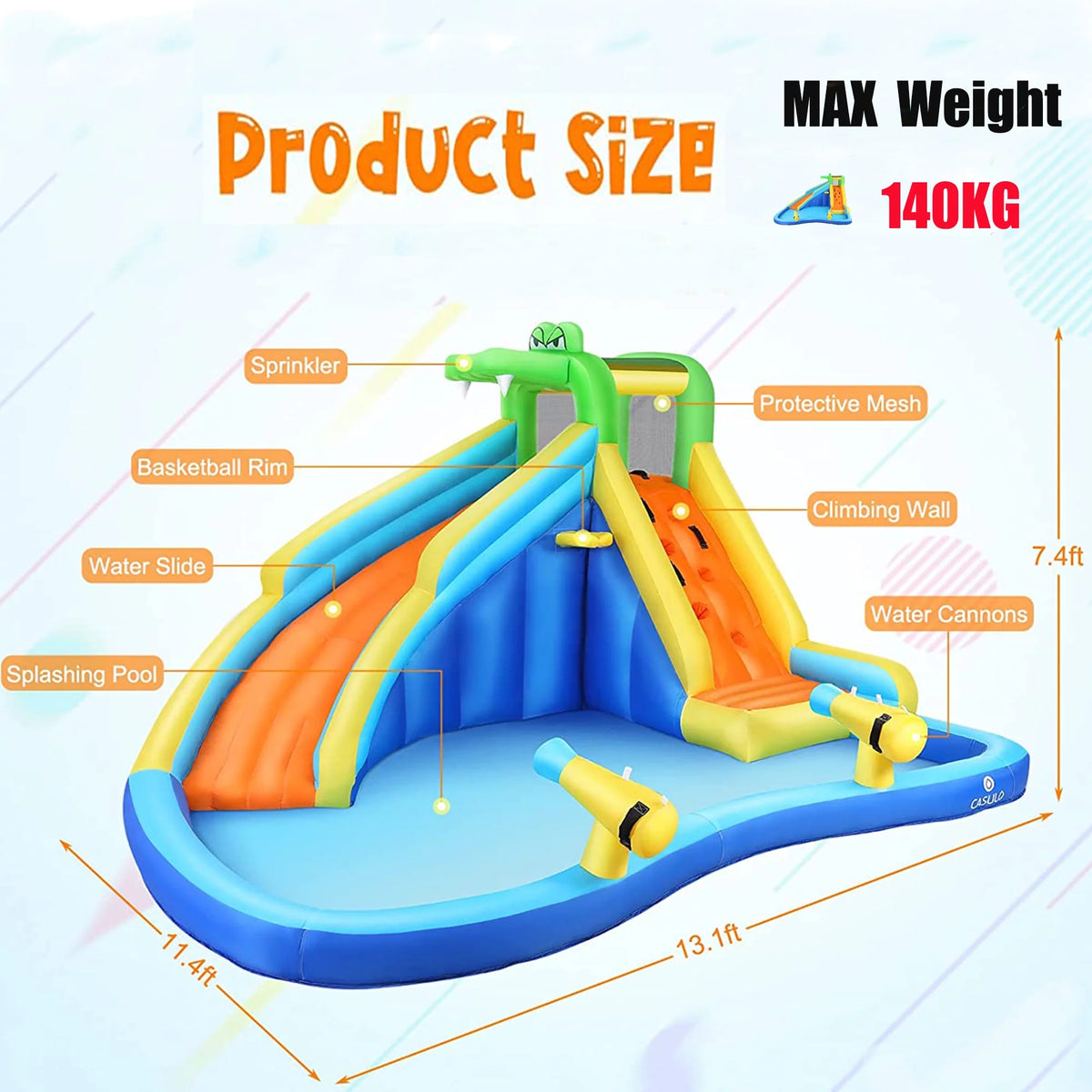 Inflatable Bounce House with Water Slide and Spray Pool K652