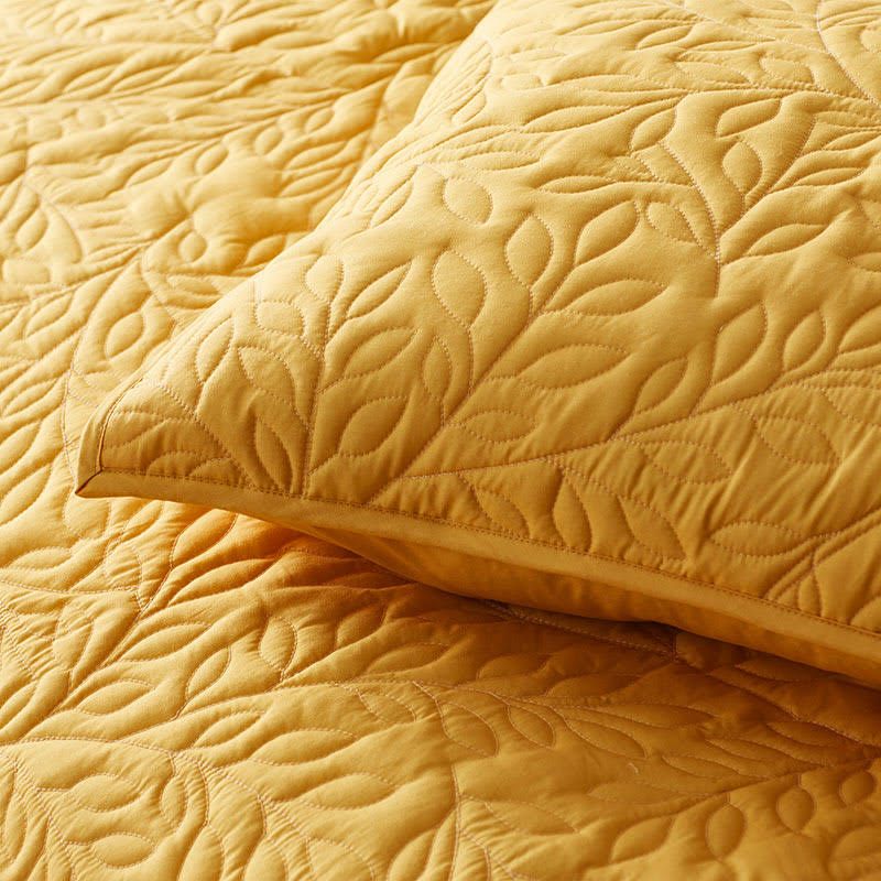 Mini Leaf Cotton Quilt Sun Yellow Size FQ T326