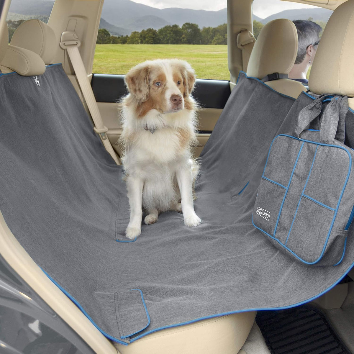 Khaki Heather Charcoal Grey Dog Car Hammock Seat Cover Pack of 2 R5785