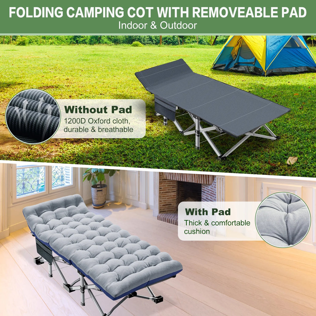 75'' Portable Folding Bed with Mattress & Carrying Bag H3380