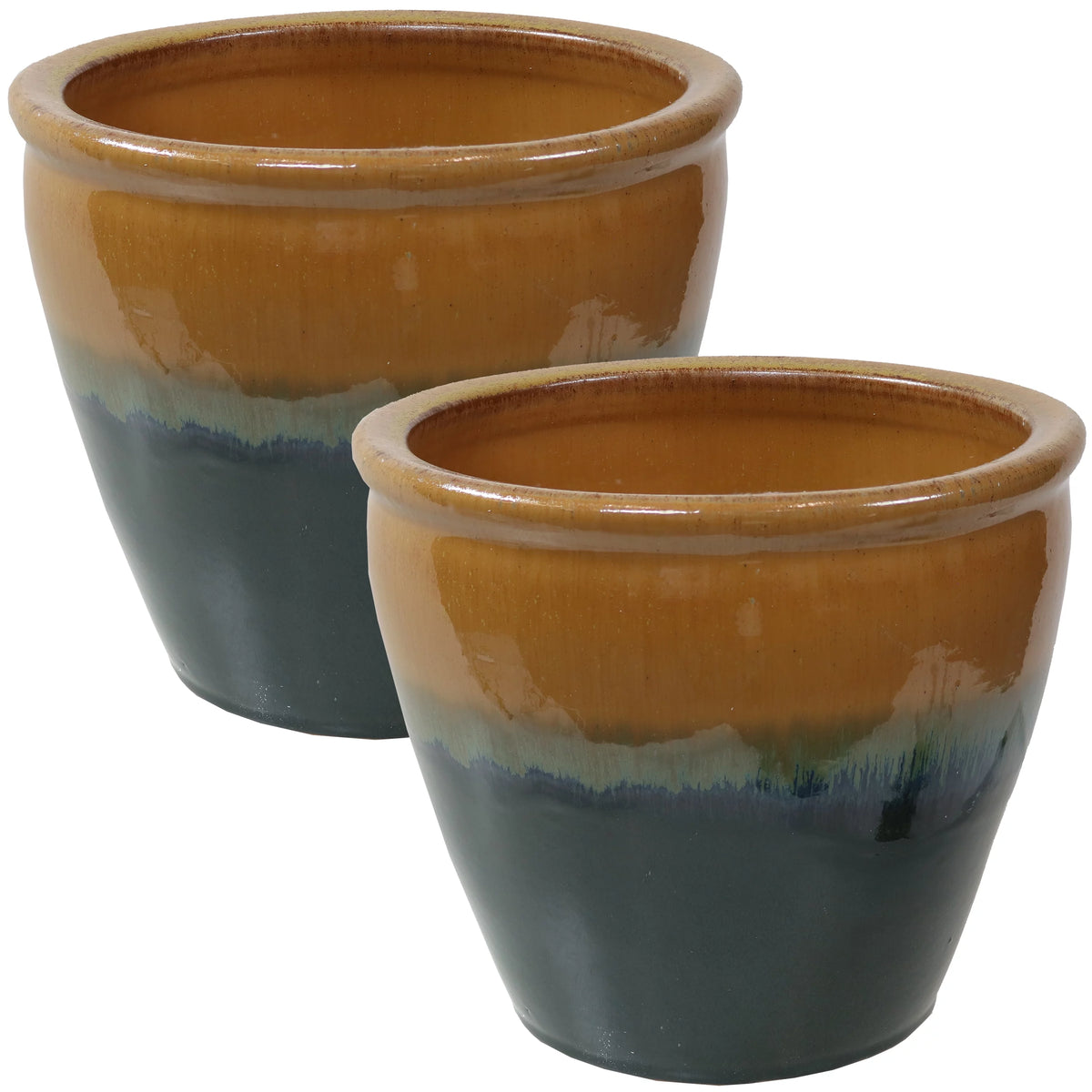 Set of 2 Glazed Ceramic Planters Z116289