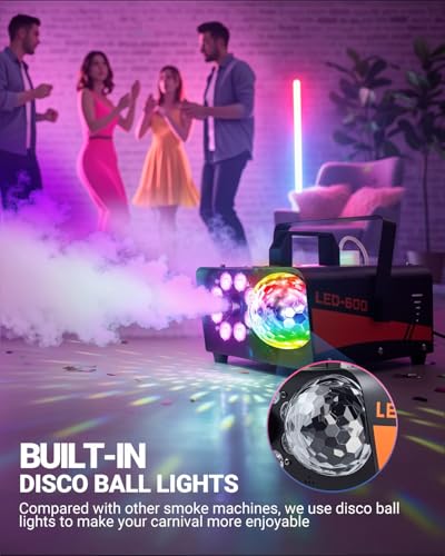 600W Fog Machine with Disco Ball Lights T121