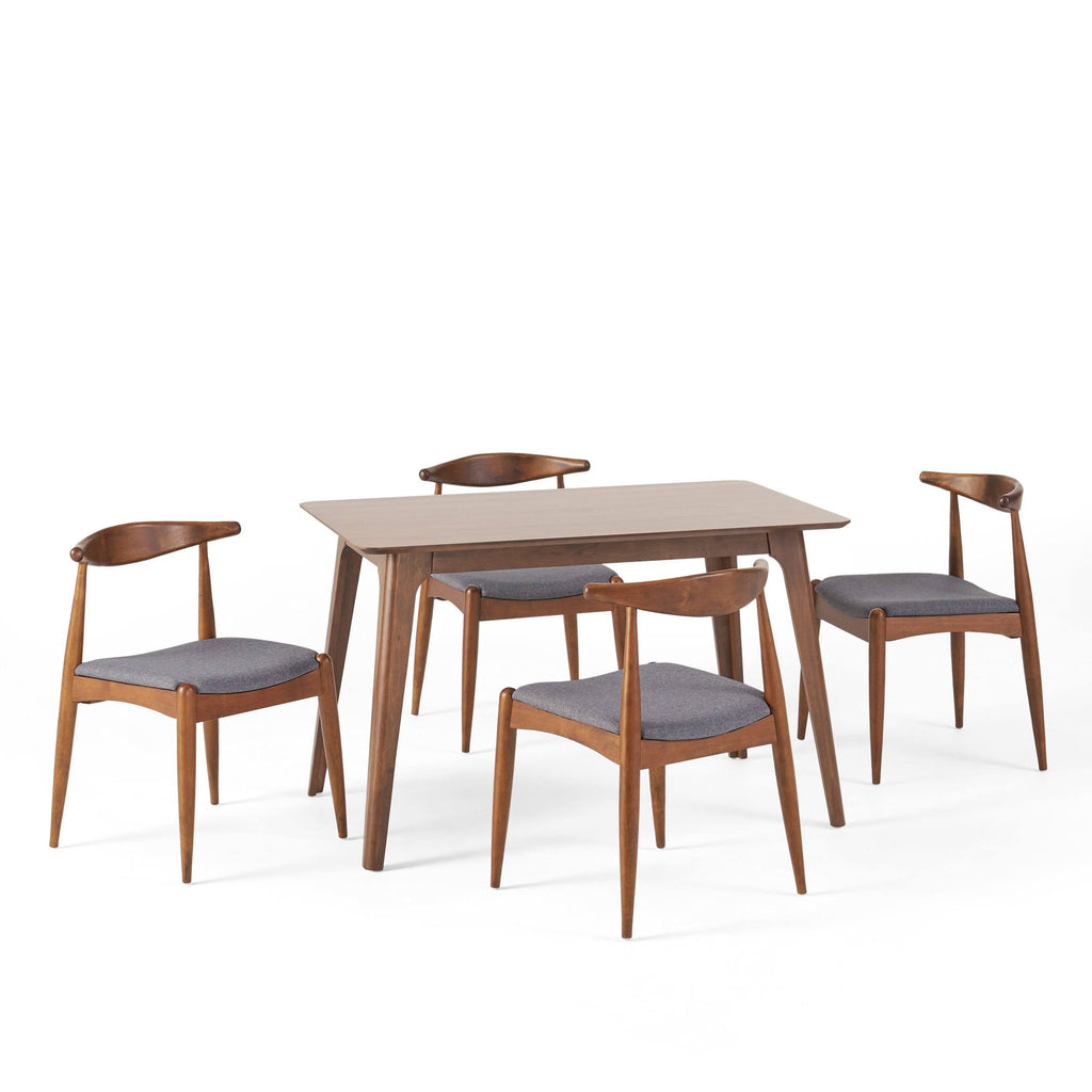 5 Piece Walnut Finish Dining Set F737