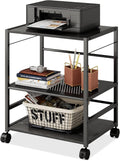 Black Mobile 3-Shelf Printer Stand with Adjustable Shelves Z5271