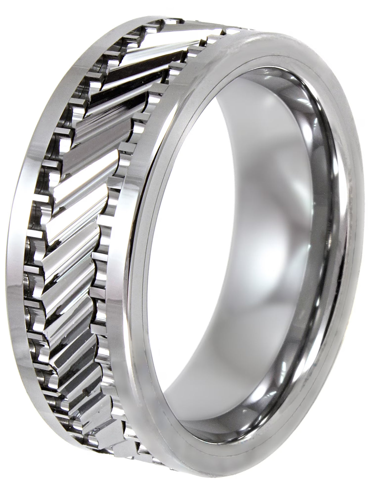 Tungsten 8MM Gear Pattern Wedding Band G8811