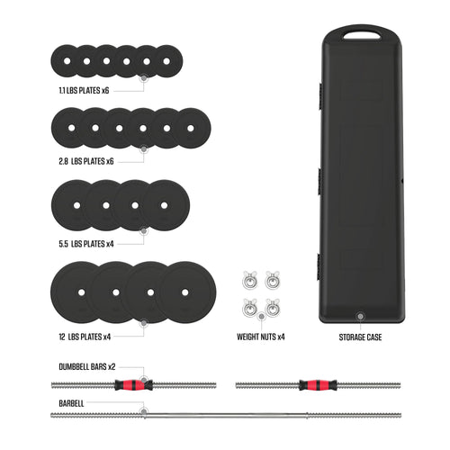 2-in-1 Adjustable Dumbbell and Barbell Set, 100lbs., Black H823803