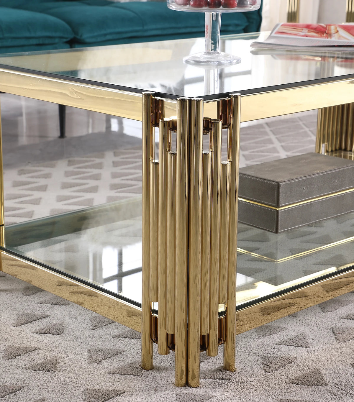 48" Wide Rectangular Glass Top Coffee Table T5640
