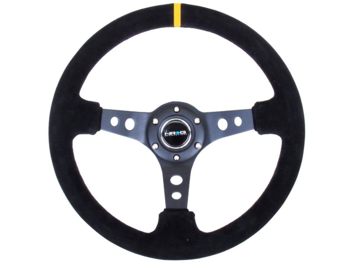 Reinforced Sport Steering Wheel 350mm Deep Black Spoke Suede E43344