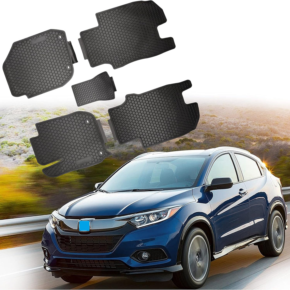 Rubber All Weather Floor Mats Set for Front and Rear Seat X29822