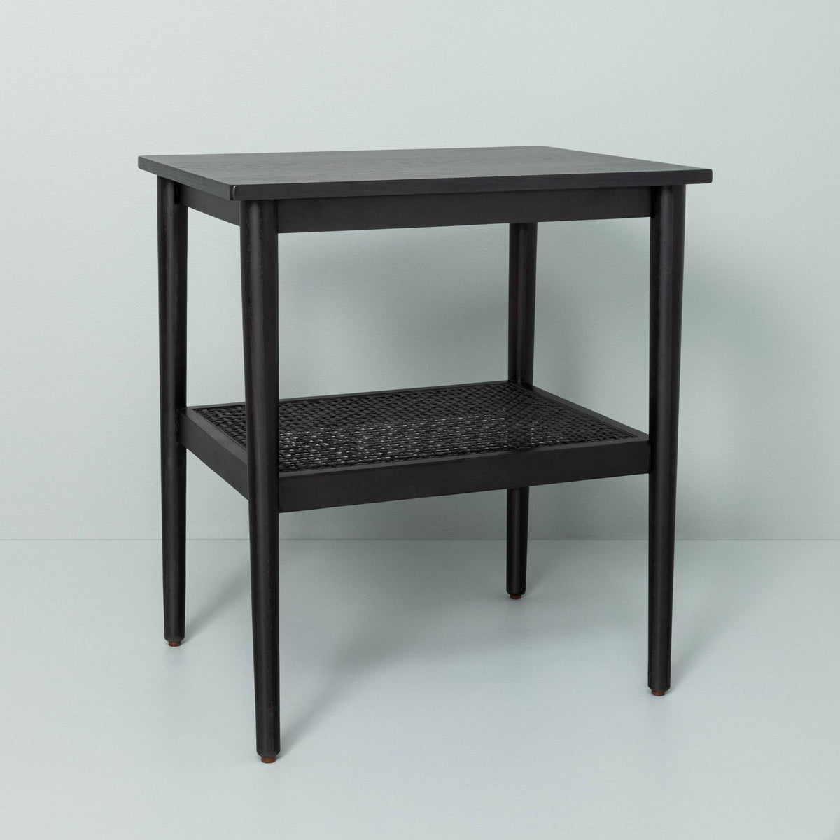 Black Wood & Cane Accent Table N3029