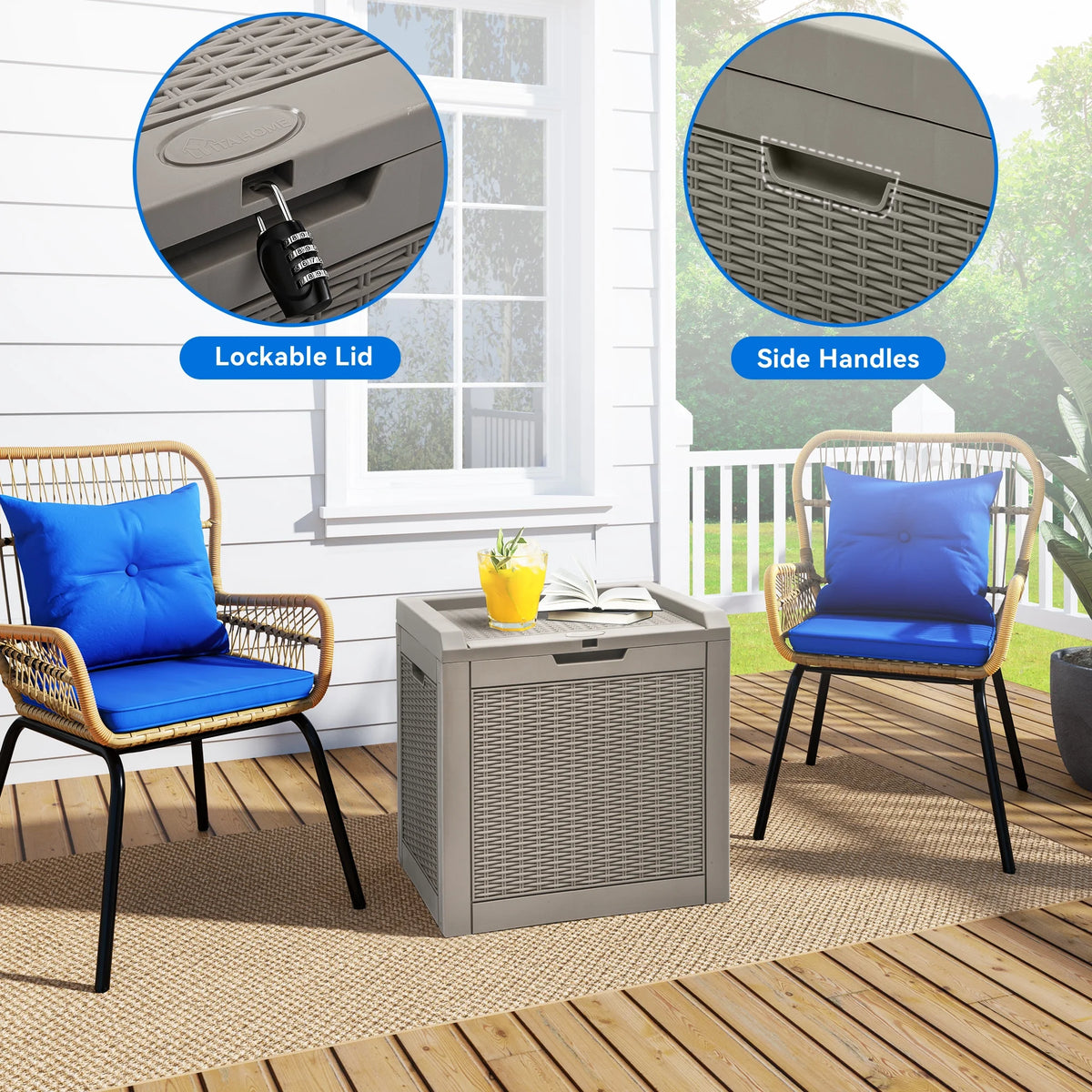 32 Gallon Waterproof Resin Rattan Deck Box B349