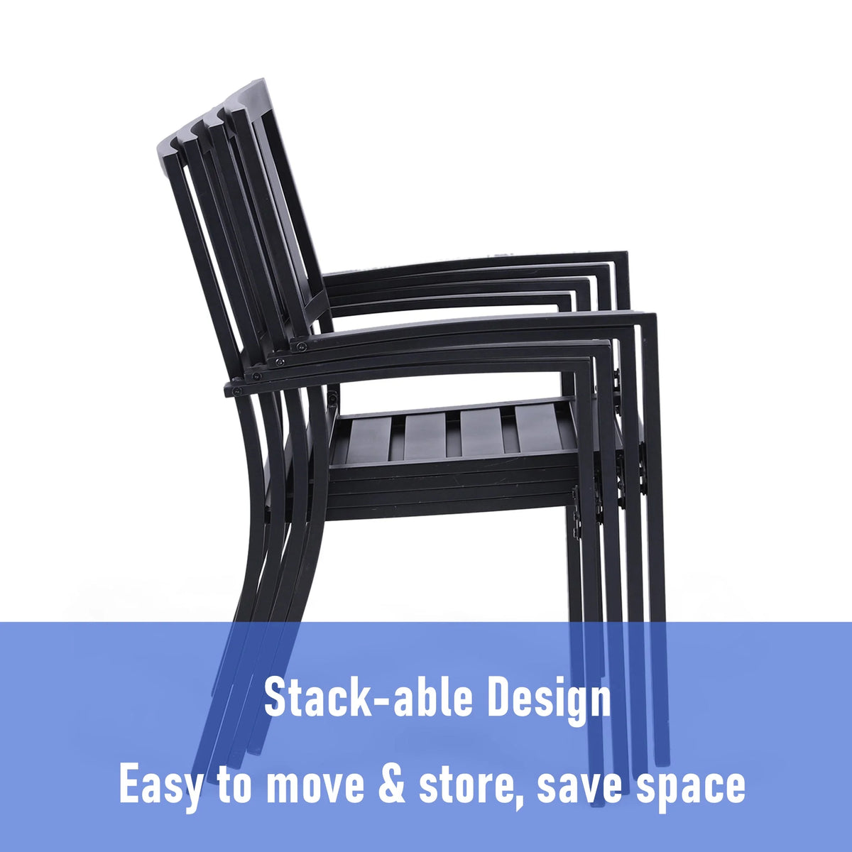 Set of 2 Black Patio Dining Chairs L14283