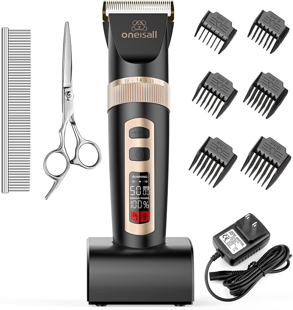 Black Cordless Pet Grooming Clippers Set, Pack of 2 Z602473
