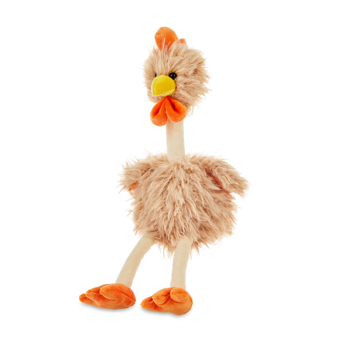 18 in Brown and Orange Fuzzy Chicken Plush W216