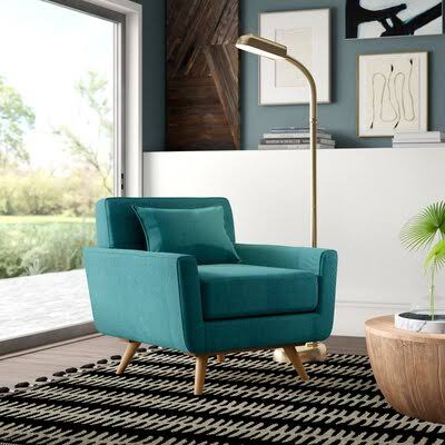 Teal Blue Polyester Armchair T5254