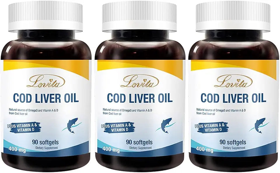 Norwegian Cod Liver Oil DHA & EPA with Vitamin A & D 90 Softgels Pack of 3 I46006