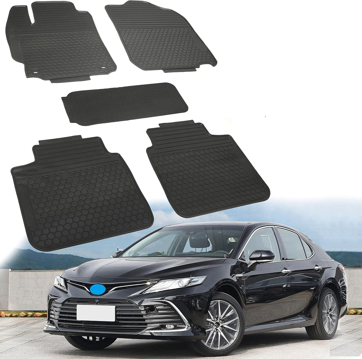 Rubber All Weather Floor Mats Set for Front and Rear Seat X29822