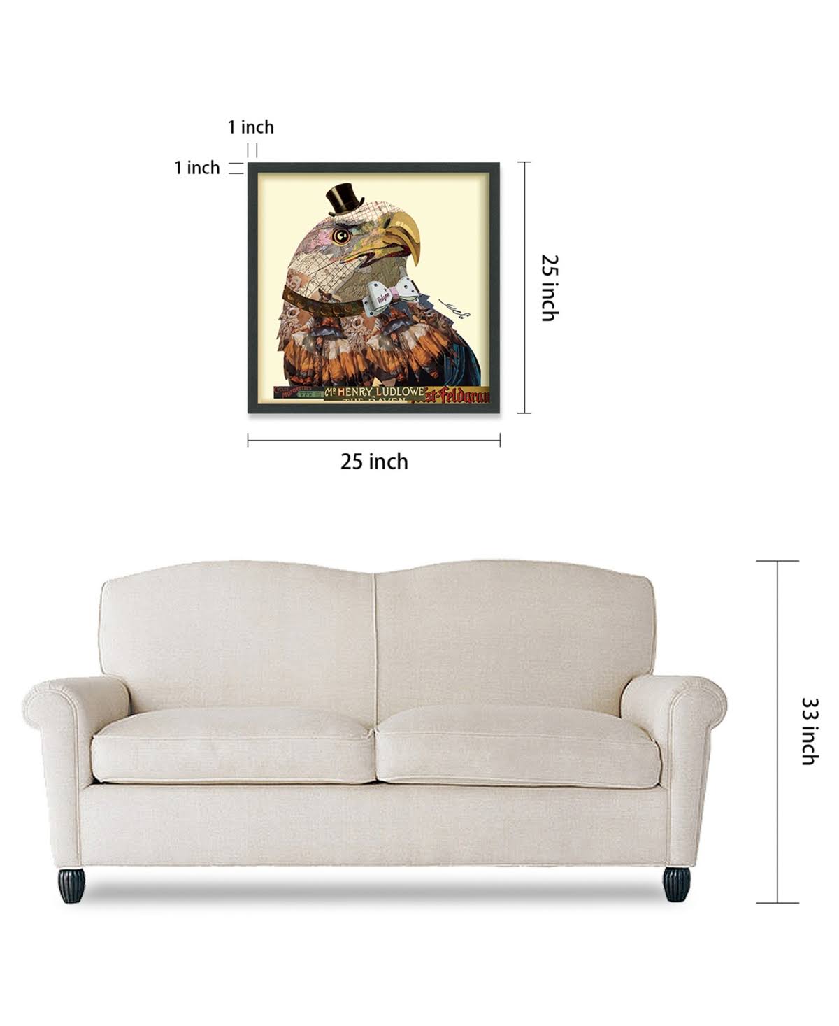 Hand Made Signed Art Collage Under Tempered Glass in Black Frame M268