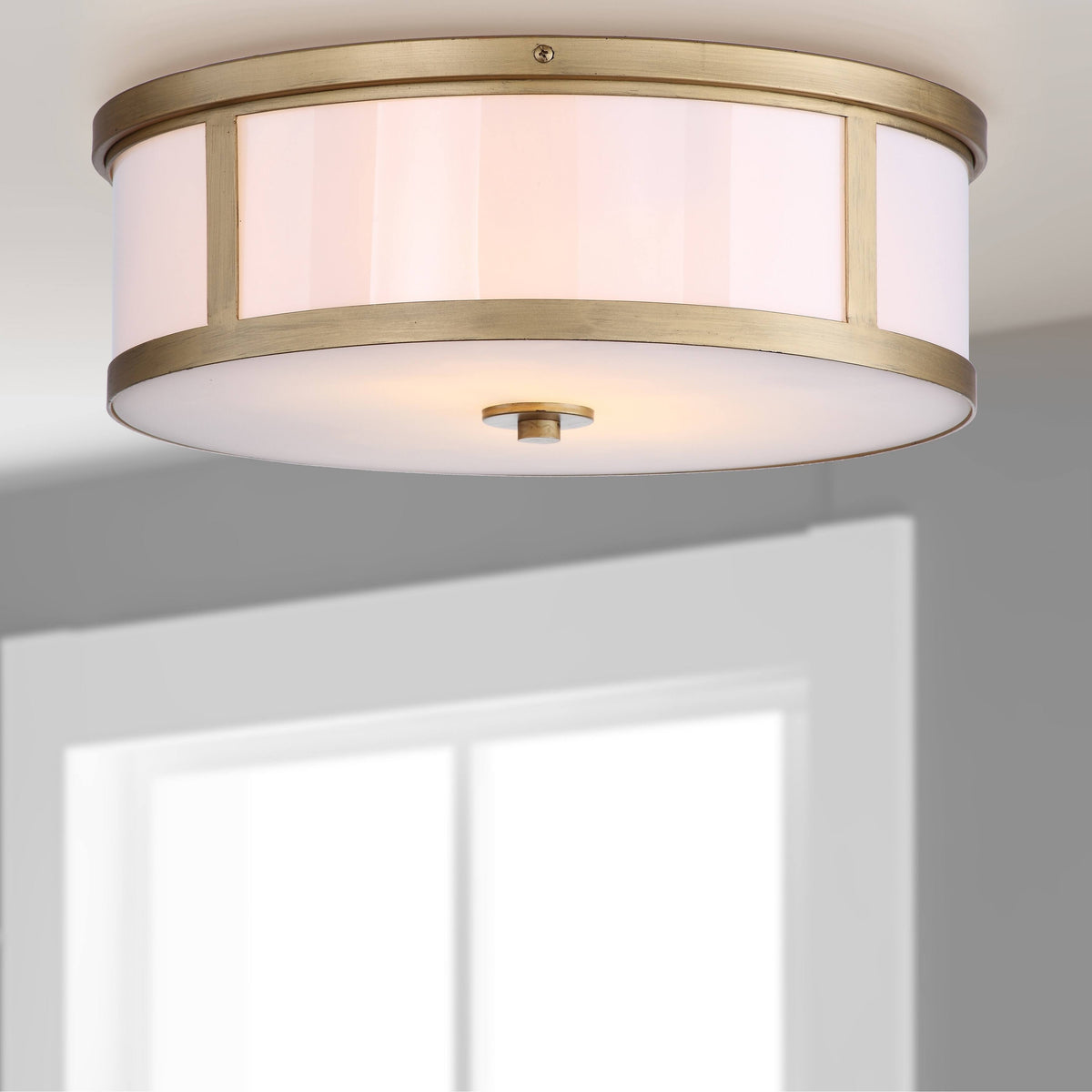 Antique Gold 2-Light Drum Flush Mount E866