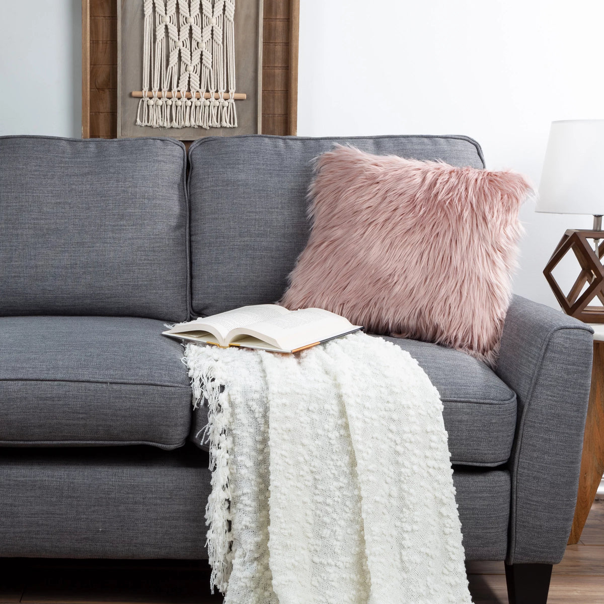 Pink Faux Fur Pillow H773487