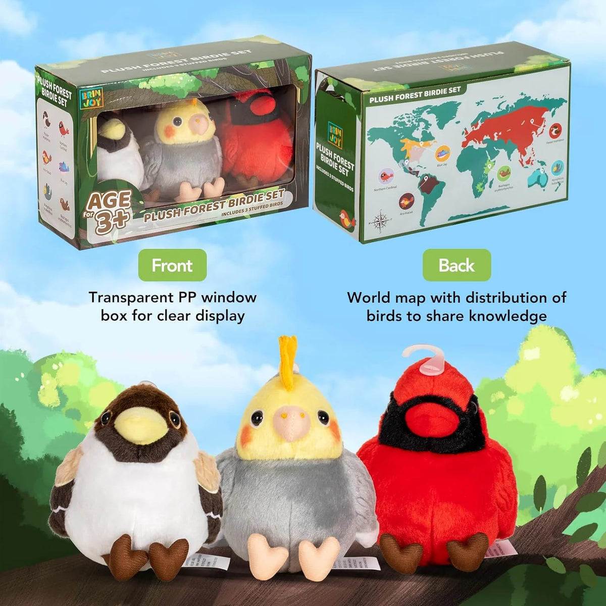 3 Pcs Plush Bird Stuffed Animal Toy G969
