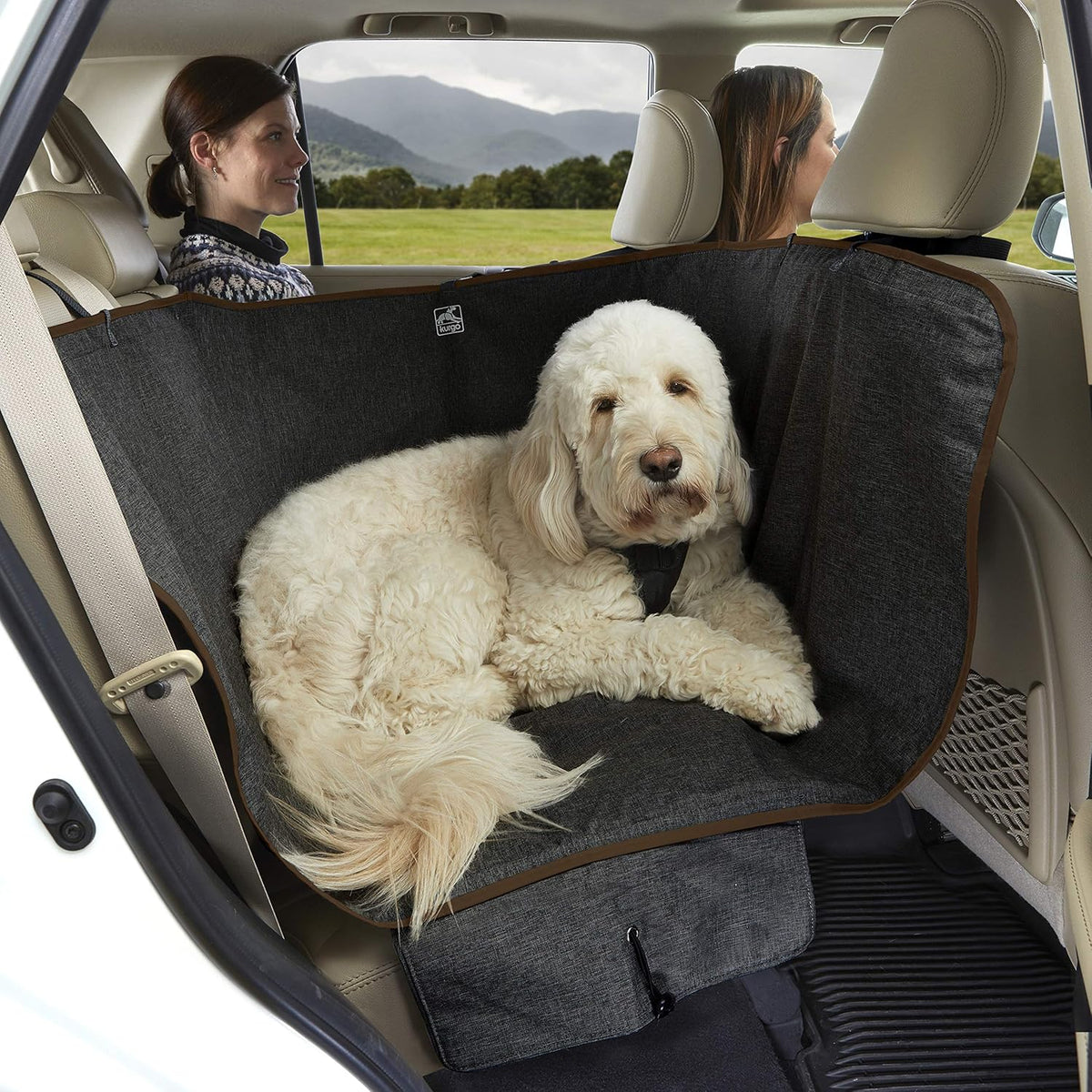 Khaki Heather Charcoal Grey Dog Car Hammock Seat Cover Pack of 2 R5785
