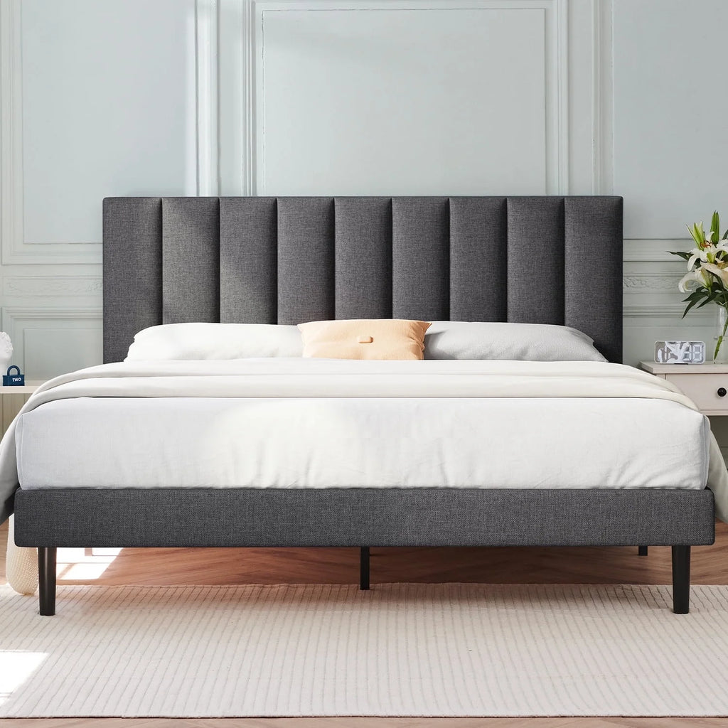 Queen Upholstered Platform Bed Frame with Headboard V828
