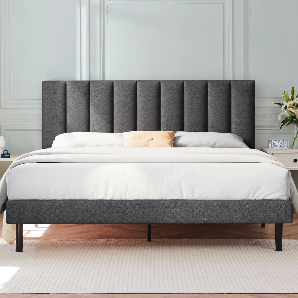 Queen Upholstered Platform Bed Frame with Headboard V828