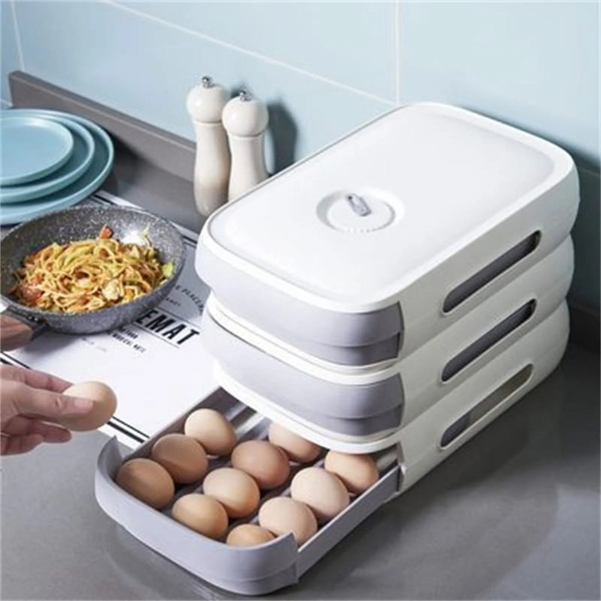Large-capacity drawer-type egg storage box with lid L358072