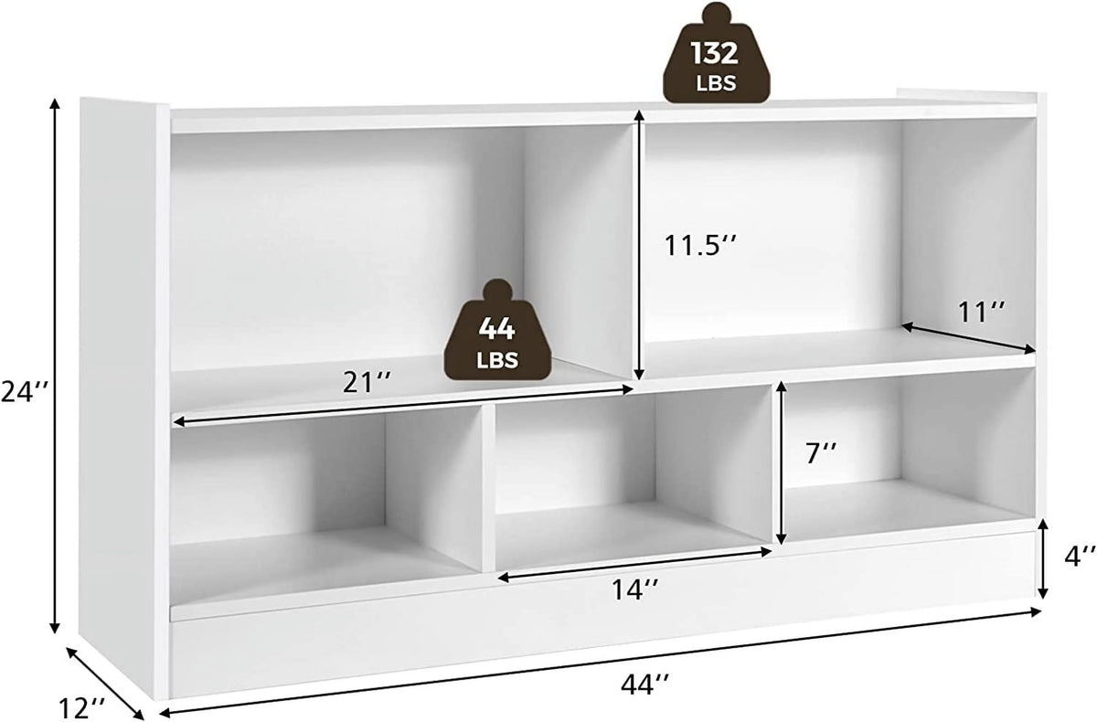 5 Cube White Wood Bookcase with Open Shelves Y752180