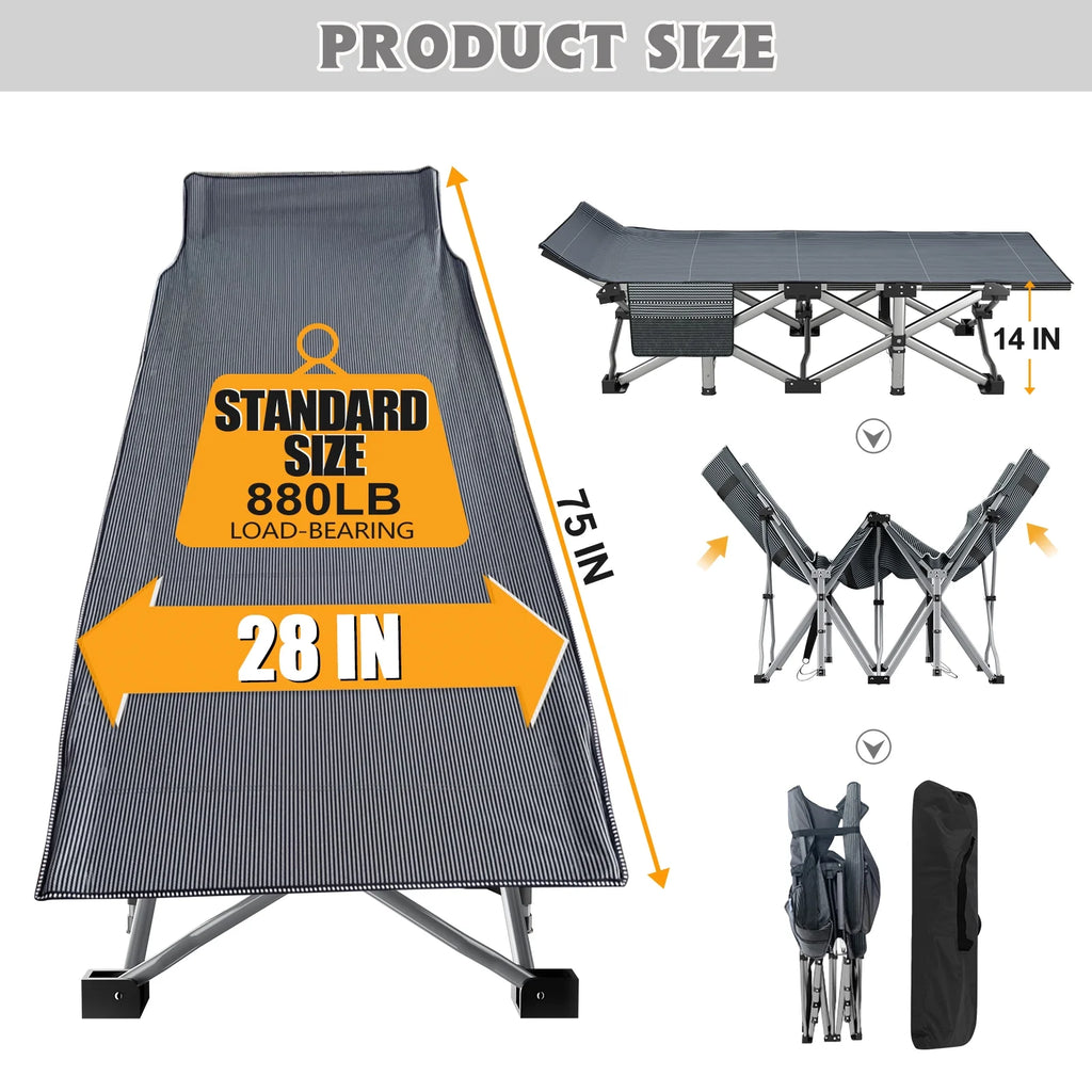 75'' Portable Folding Bed with Mattress & Carrying Bag H3380