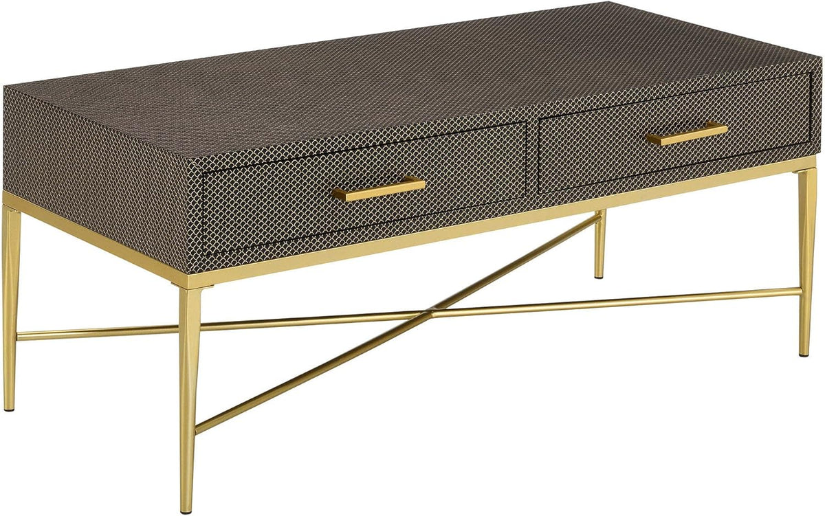 White Scallop Gold Coffee Table T1038